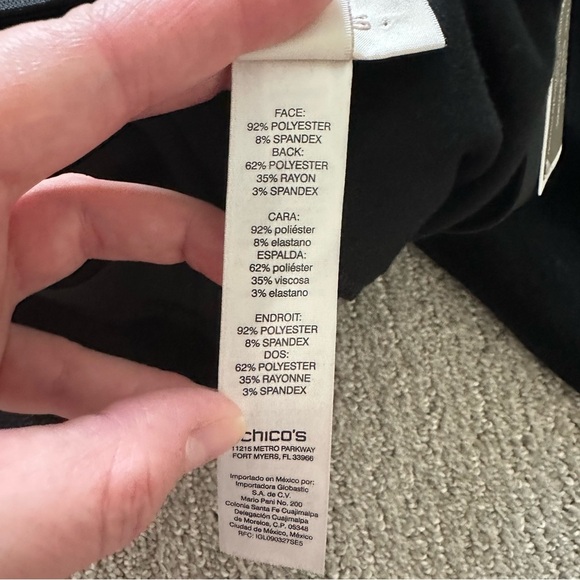 Chico's The Juliet‎ Velveteen Ankle Pants Black size 1.5/10 The Ultimate Fit NWT - Picture 8 of 8